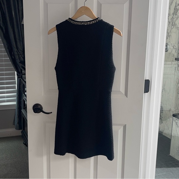 NWT ALICE + OLIVIA LACHLAN BLACK LINED MINI DRESS POCKETS GOLD BUTTONS Size 2 - Picture 6 of 10